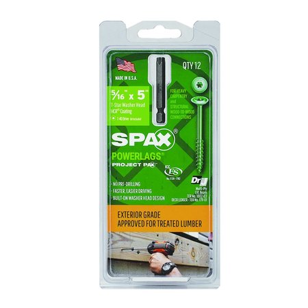 Spax Wood Screw, 5 in, Washer Head Torx Drive, 12 PK 45818208012743